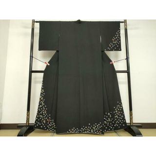平和屋着物●訪問着　絞り　刺繍　宝尽くし文　黒地　金彩　鬼しぼ縮緬　正絹　逸品　DAAV1475tw(着物)