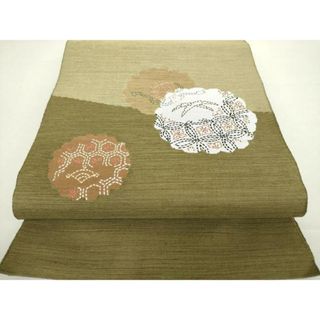 平和屋着物●八寸名古屋帯　紬地　刺し子　総刺繍　雪輪花文　正絹　逸品　DAAV6110ps(帯)