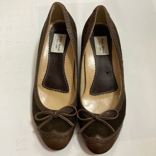 パンプス　レディース　ローヒール　ブラウン　リボン (ハイヒール/パンプス)