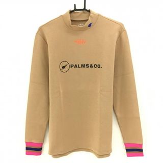 【美品】パームスアンドコー 長袖ハイネックシャツ ベージュ フロントロゴ メンズ M ゴルフウェア PALMS&CO(ウエア)