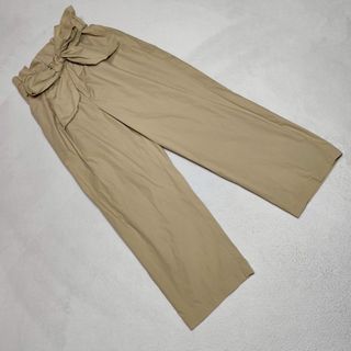 グローバルワーク(GLOBAL WORK)の良品★GLOBAL WORK チノパン リボンベルト カジュアル ベージュ L(チノパン)