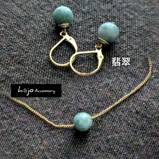 天然石 翡翠 ネックレスSET （サージカルステンレス製） ゴールド
