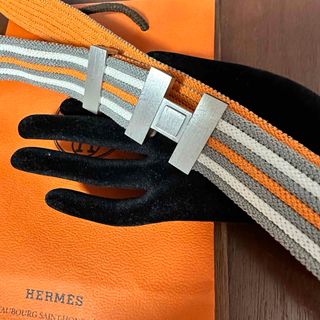 エルメス(HERMES)のHERMES ゴムベルト 95対応　ベルトオレンジ グレー　グレー　オレンジ(ベルト)