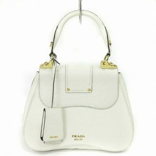プラダ(PRADA)のプラダ シドニー ハンドバッグ フラップ サフィアーノレザー 白 鞄 ☆AA★(ハンドバッグ)