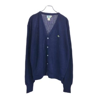 80年代 USA製 IZOD LACOSTE アイゾッド ラコステ アクリルニット カーディガン ネイビー(メンズ XL)中古 古着 U8772(カーディガン)
