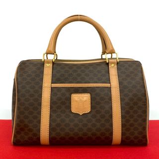 セリーヌ(CELINE)の極 美品 CELINE セリーヌ ヴィンテージ マカダム ブラゾン トリオンフ 柄 レザー ハンドバッグ ミニ ボストンバッグ ブラウン 27730(ハンドバッグ)
