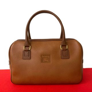 バーバリー(BURBERRY)のほぼ未使用 Burberrys バーバリーズ シャドーホース ロゴ ノバチェック レザー 本革 ハンドバッグ ミニ ボストンバッグ ブラウン 93189(ハンドバッグ)