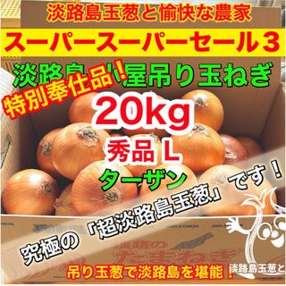 ＜特別価格Ｌ20kg＞淡路島産 玉ねぎ ターザン  玉葱 タマネギ(野菜)