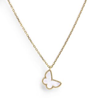 ヴァンクリーフアンドアーペル(Van Cleef & Arpels)のヴァンクリーフ＆アーペル スウィート パピヨン ペンダント ネックレス K18YG 750 マザーオブパール イエローゴールド VCARF69300 箱付 Van Cleef & Arpels（美品）(ネックレス)