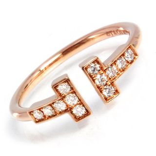 ティファニー(Tiffany & Co.)のティファニー T ワイヤー リング 指輪 #10.5号 K18PG 750 12Pダイヤモンド ローズゴールド 60147329 箱付 TIFFANY&Co.（美品）(リング(指輪))