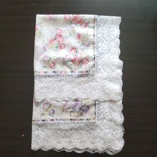 ランセル(LANCEL)のLANCOME 花柄 大判レースハンカチ ２枚セット ひざ掛けにも！(ハンカチ)