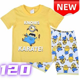 ☆訳アリ☆ミニオン パジャマ 子供用 半袖Tシャツ&ショートパンツ 部屋 120(パジャマ)