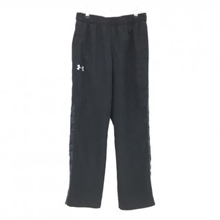 【美品】アンダーアーマー パンツ 黒 細ストライプ織生地 裾サイド切替 メンズ LG/G ゴルフウェア UNDER ARMOUR