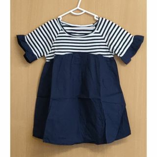 【新品】海外子供服　女児　半袖ワンピース　紺白　韓国サイズ13　日本サイズ130