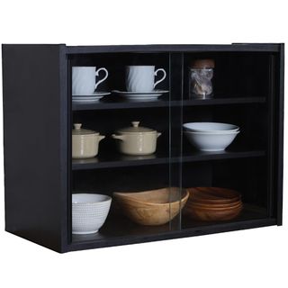 【人気商品】不二貿易 食器棚 キッチン収納 幅60×奥行29×高さ44cm ブラ
