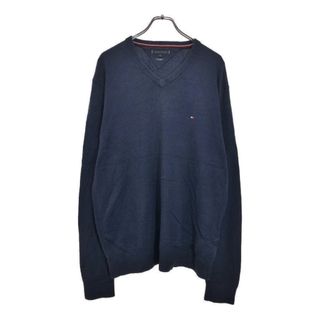 TOMMY HILFIGER トミーヒルフィガー コットン カシミヤニットセーター ネイビー(メンズ XXL)中古 古着 U8820