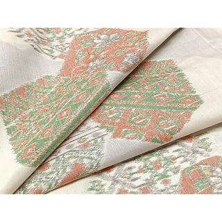 平和屋着物▽上質な紬　単衣　切嵌洋花文　正絹　逸品　CAAU3792xi(着物)