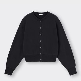 新品　GU クロップドスウェットカーディガン　ブラック　M