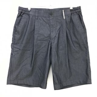 【超美品】カッターアンドバック ハーフパンツ ダークグレー ストライプ サイドウエストゴム メンズ LL ゴルフウェア CUTTER＆BUCK