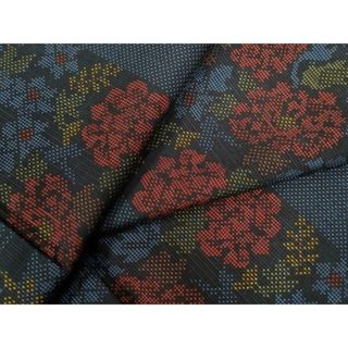 平和屋着物●本場大島紬　7マルキ　草花文　正絹　逸品　未使用　CAAU2686yc(着物)