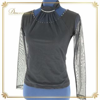 社交ダンス 衣装 トップス ブラウス クリエイトサン 黒 レッスン 練習着 ブラック系 レース Create-Sun 真っ黒 透け感 発表会 イベント スリーブトップス フィット感 おしゃれ ストレッチ性 シンプル デザイン