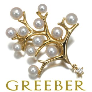 ミキモト(MIKIMOTO)のミキモト ブローチ パール 真珠 3.7-5.0 ダイヤ ダイヤモンド 幸福の木 K18YG (ブローチ/コサージュ)