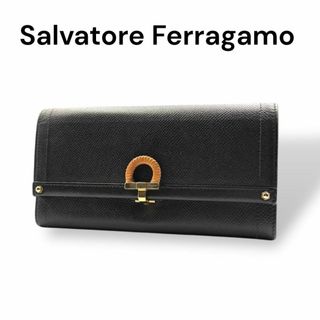 サルヴァトーレフェラガモ(Salvatore Ferragamo)のSalvatore Ferragamo 2つ折り長財布　ブラック　I713(財布)