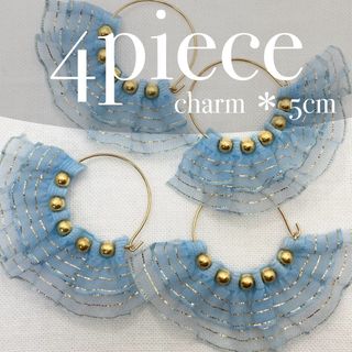 FE12【チャーム】フープリボン ブルー 5cm 4個