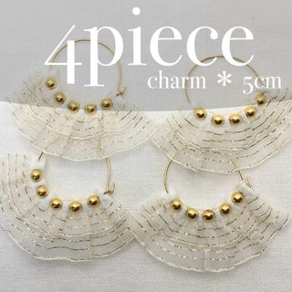 FE13【チャーム】フープリボン ホワイト 5cm 4個
