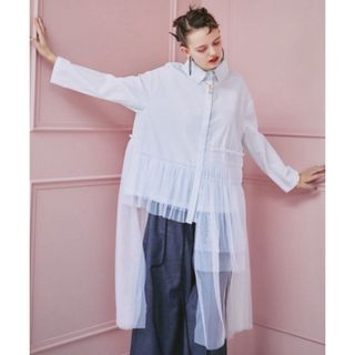 【タグ付き新品】 アシンメトリーチュールレースシャツ 完売品(シャツ/ブラウス(長袖/七分))
