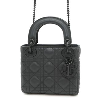 ディオール(Dior)のクリスチャン・ディオール ハンドバッグ レディディオール カナージュ ミニ ウルトラマット カーフレザー M0505SLOI 2way 黒(ハンドバッグ)