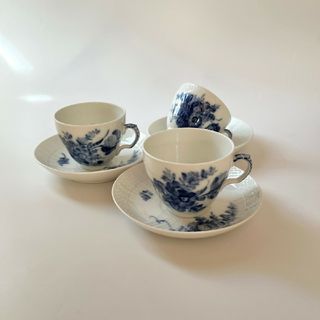 ロイヤルコペンハーゲン(ROYAL COPENHAGEN)のロイヤルコペンハーゲンブルーフラワーカーブ デミタスカップ＆ソーサー3客(食器)