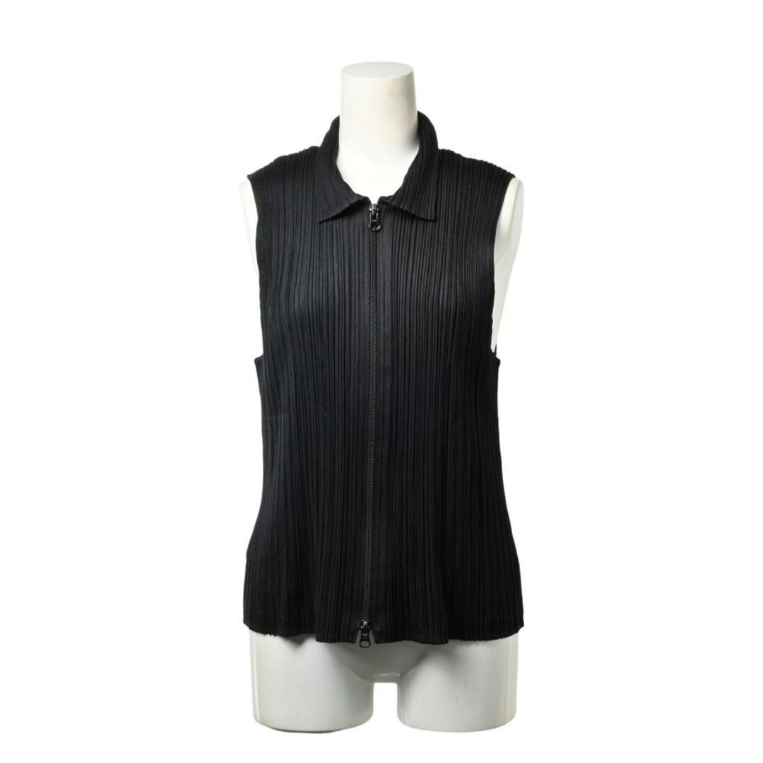 イッセイミヤケ プリーツベスト ブラックM 美品 PLEATS PLEASE ISSEY MIYAKE - PLEATS PLEASE プリーツ ジップ
