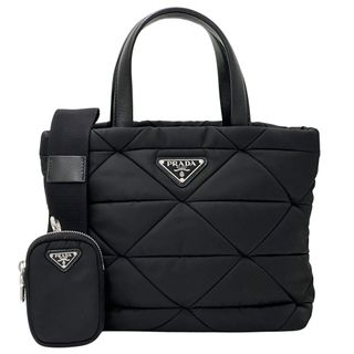 プラダ(PRADA)のプラダ PRADA バッグ レディース ブランド ハンドバッグ ショルダーバッグ 2way ナイロン ブラック シルバー金具 テスート キルティング ポーチ付 美品 【中古】(ハンドバッグ)