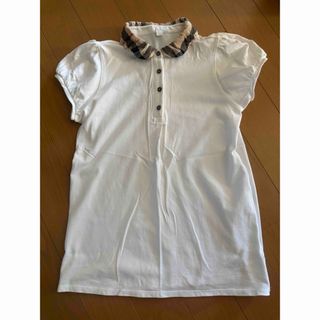 バーバリー(BURBERRY)のBURBERRY バーバリー 襟チェックポロシャツ ホワイト　白　鹿の子(ポロシャツ)