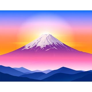 『富士山　日の出　縁起　赤富士』　A4　グラフィックアート　インテリア　ポスター(アート/写真)