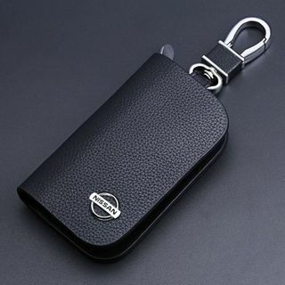 日産(NISSAN)キーケース レザー 革 キーカバー 高級 黒 オシャレ1(キーホルダー)