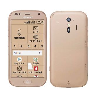 フジツウ(富士通)のF-01L らくらくスマートフォンme ゴールド SIMフリー 本体 ドコモ Aランク スマホ  【送料無料】 f01lgl8mtm(スマートフォン本体)