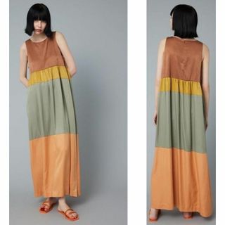 ヘリンドットサイ(HeRIN.CYE)のHeRIN.CYE/ヘリンドットサイ　ラーブロッキングドレス　マキシ丈ティアード(ロングワンピース/マキシワンピース)