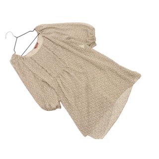 アマカ(AMACA)のAMACA アマカ ボリュームスリーブ 花柄 シアー チュニック ブラウス シャツ size38/カーキxグレーxオレンジ ■◆ レディース(シャツ/ブラウス(長袖/七分))