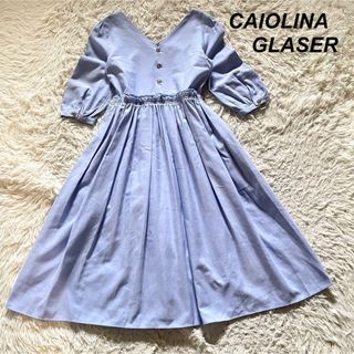 カロリナグレイサー(CAROLINA GLASER)の【美品】CAROLINA GLASER ワンピース 両V開き Fサイズ(ロングワンピース/マキシワンピース)