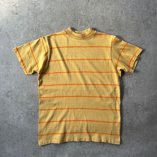 ヴィンテージ(VINTAGE)の60s70s ヴィンテージボーダーtシャツ USA製 イエロー×オレンジ S(Tシャツ/カットソー(半袖/袖なし))