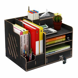 hggzeg 卓上収納ケース 大容量 オフィス収納 机上収納ボックス A4 対応(オフィス用品一般)