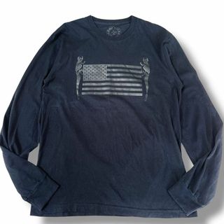 クロムハーツ(Chrome Hearts)の美品 CHROME HEARTS FOTI USA製 長袖 ロンT 星条旗 黒(Tシャツ/カットソー(七分/長袖))
