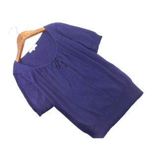 ナチュラルビューティーベーシック(NATURAL BEAUTY BASIC)のNATURAL BEAUTY BASIC ナチュラルビューティーベーシック リボン サマー ニット セーター sizeS/紺 ■◆ レディース(ニット/セーター)