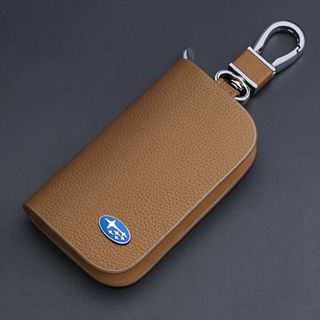 スバル　キーケース レザー 革 キーカバー 高級 茶色 オシャレ3(キーホルダー)