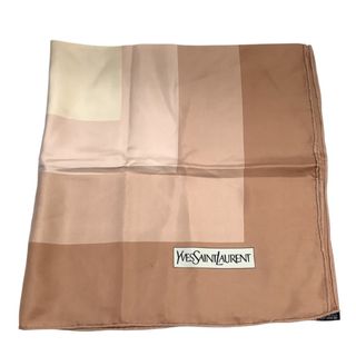 サンローラン(SAINT LAURENT)の♪♪Yves Saint Laurent イブサンローラン レディース スカーフ シルク100％ ライトブラウン×ベージュ(バンダナ/スカーフ)