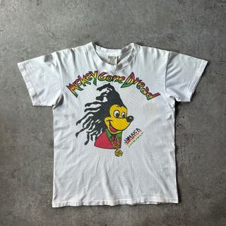オニータ(ONEITA)の90s ミッキー パロディtシャツ ホワイト L ラスタ/ドレッド/ボブマーリー(Tシャツ/カットソー(半袖/袖なし))