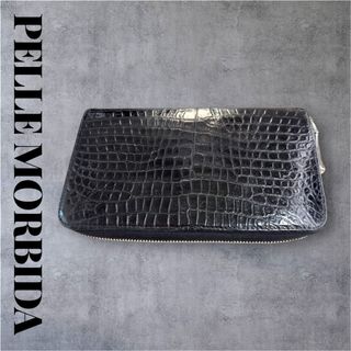 PELLE MORBIDA 長財布 黒 クロコダイル　型押しクロコ(長財布)