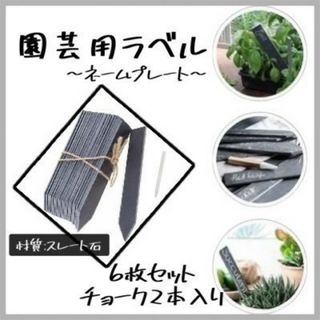 石材 プランタータグ 園芸 ラベル 黒 プレート 石 観葉植物 苔 花 6枚(その他)